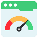 Un compteur vert et rouge avec une flèche verte indiquant une mesure, symbolisant l'optimisation des systèmes.