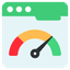Un compteur vert et rouge avec une flèche verte indiquant une mesure, symbolisant l'optimisation des systèmes.