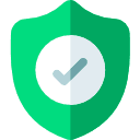 Un bouclier vert avec une coche blanche, symbolisant la sécurité et la validation.